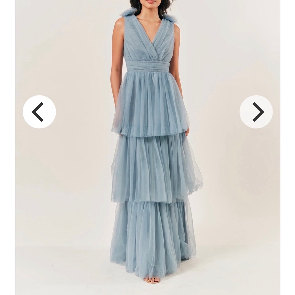 Elegant Blue Tiered Evening Gown